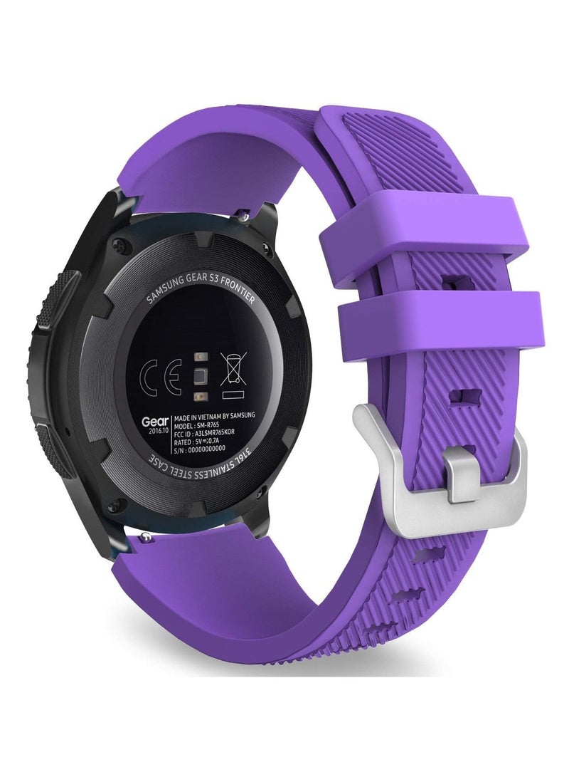 Silicone Sport Band 22MM Strap For Samsung Galaxy Watch 3 45mm/Watch 46mm/Gear S3/Huawei watch GT3 GT4 46MM/Huawei Watch 3&4/3&4 Pro/GT2E/GT2 Pro/GT GT2 46MM/Amaz fit GTR 4/3/3Pro/2/2e Violet - Image 1