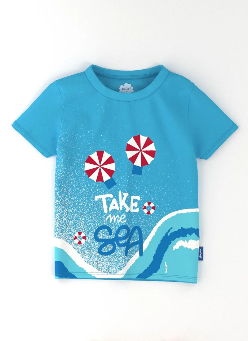 Nautinati Blue & Peach Nautinati Boys' Pack of 2 Cotton Beach Graphic Printed T-shirts for Men | Best Price UAE
