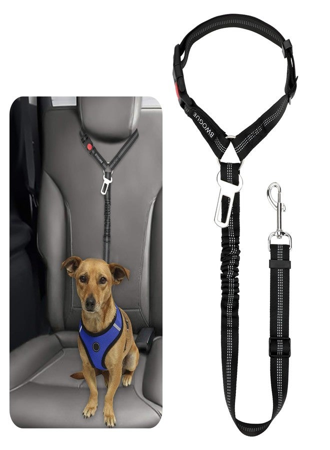 BWOGUE Pet Dog Cat Seat Belt Reflective Car Dog Headrest Restraint Leash Elastic Buffer Bungee Adjustable Tangle-Free Safety Leads Vehicle Seatbelt Harness for Small, Medium and Large Dogs (1 Pack) - Image 1
