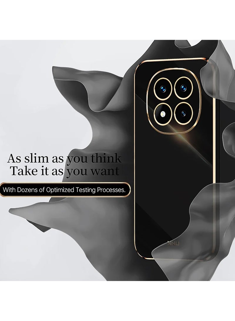 Compatible with Redmi note 14 pro cover, smooth veneer gold plated chrome, black Thin and smooth shock-proof full protection Redmi note 14 pro case -black - Image 4