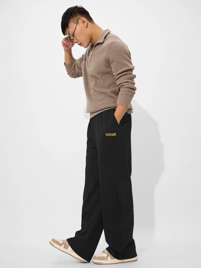 LEOTUDE Cottonblend Stylish & Breathable Athletic Track Pant Move Freely for Men (TRK_209_Marron_P_Charcole Black_2XL) - Image 2