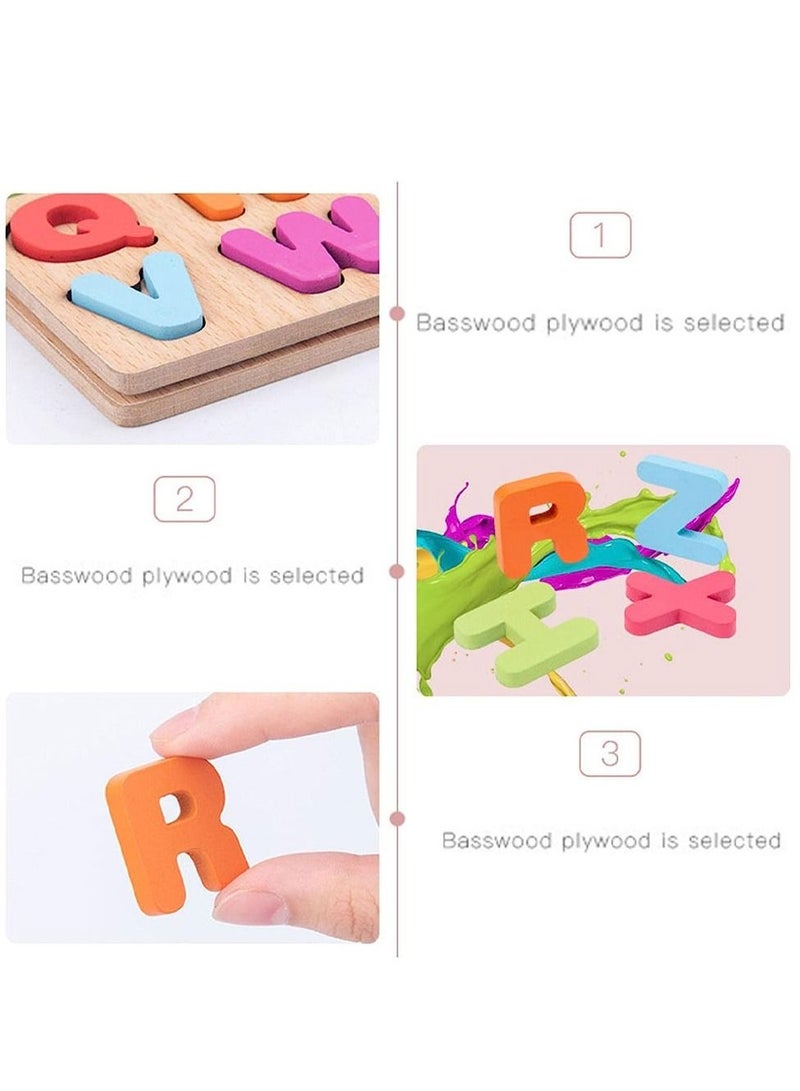 CATANES Wooden Puzzles for Toddlers Wooden Alphabet Number Puzzles Toddler Learning Puzzle Toys for Kids 2 in 1 Puzzle for Toddlers Age 3+ - Image 4