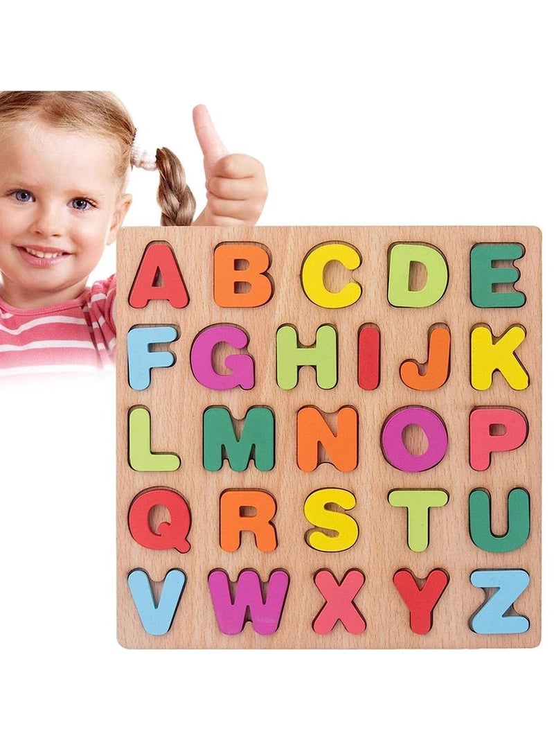 CATANES Wooden Puzzles for Toddlers Wooden Alphabet Number Puzzles Toddler Learning Puzzle Toys for Kids 2 in 1 Puzzle for Toddlers Age 3+ - Image 3