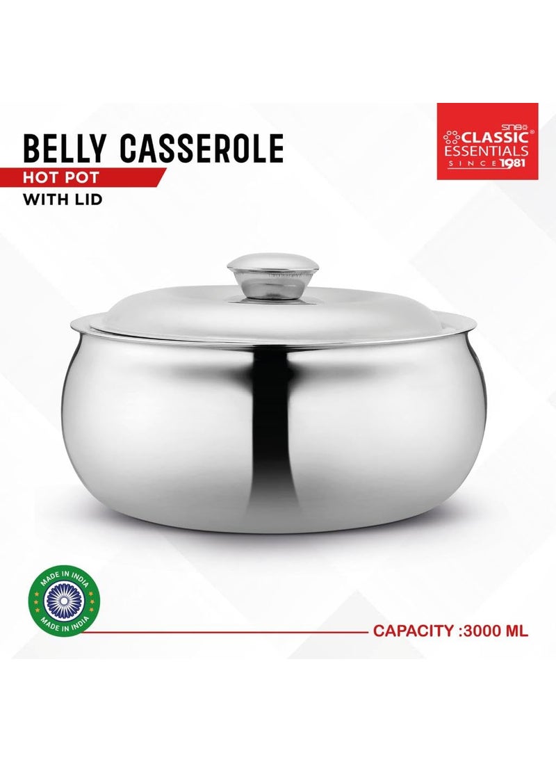 Classic Essentials Classic Essentials Tripot Double Wall Insulated Belly Casserole Serve Casserole 3000 ml  - Image 3