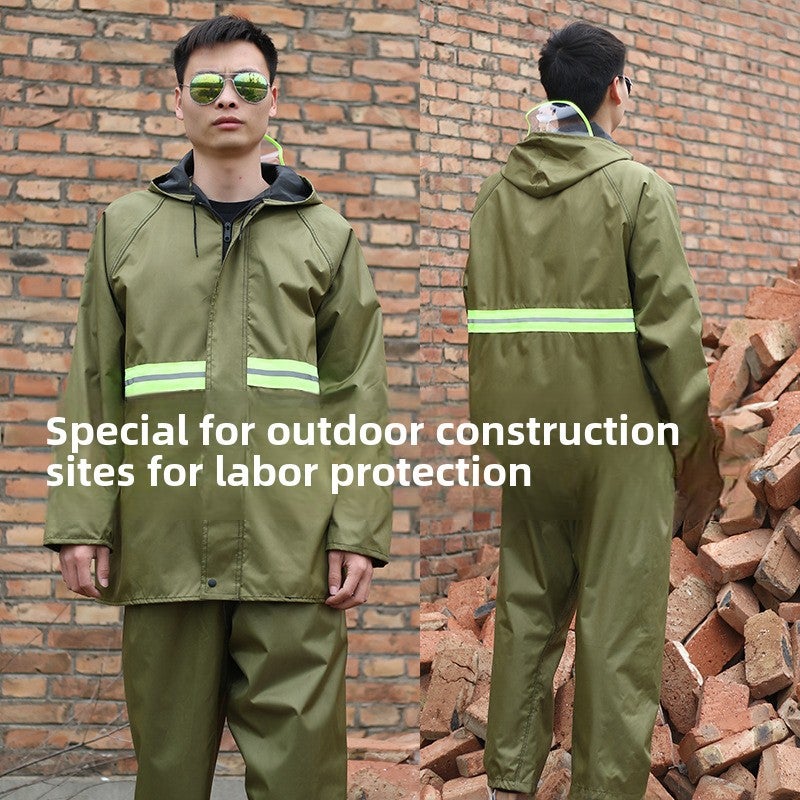 Waterproof Reflective Raincoat Suit for Cycling Labor protection wear-resistant raincoat for construction site [single brim]]