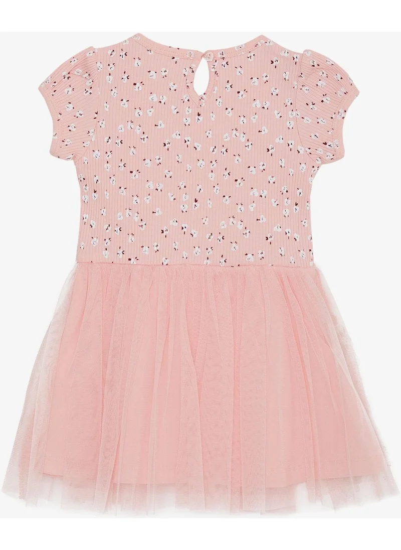 Breeze Girl's Dress with Flower Pattern and Coat of Arms 3-8 Years, Salmon