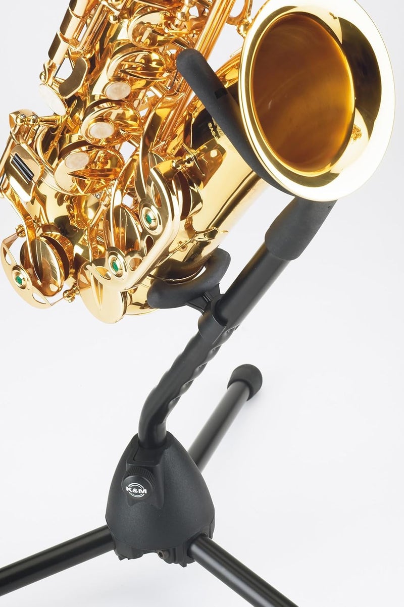 K.M König & Meyer Saxophone Tripod Stand 14300.000.55 | Stable Secure Adjustable/Folding Stand For Eb Alto /Bb Tenor Sax | Lightweight & Compact | Flex Upper Support | Made in Germany | Black - Image 2