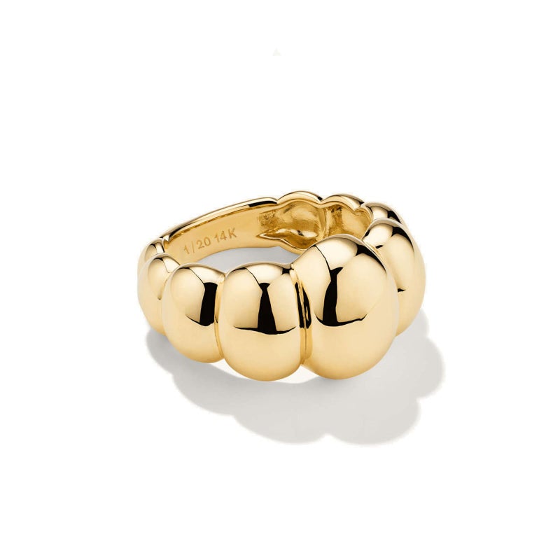 NOKMIT 14K Gold Filled Chunky Gold Statement Rings for Women Cute Puffy Dome Bubble Thumb Band High Polished Non Tarnish Comfort Fit Size 5-10 (Gold, 6) - Image 1