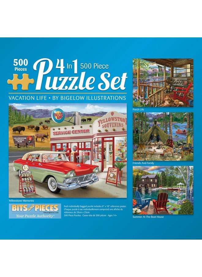 Bits and Pieces Bits and Pieces - 4-in-1 Multi-Pack - 500 Piece Jigsaw Puzzles for Adults - 500 pc Puzzle Set Bundle by Bigelow Illustrations - 16"x20" (41cm x 51cm)  - Image 1