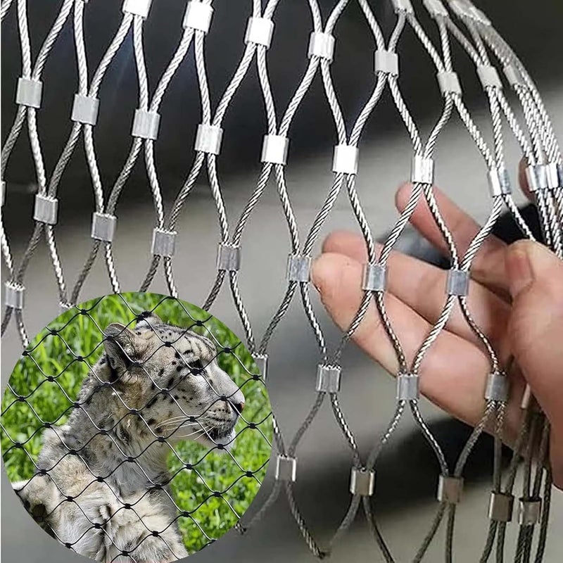 Stainless Steel Rope Wire Mesh Safety Net Protection Rope Net，Flexible Wire Rope Mesh, Balcony Stair Anti-Fall Net for Cats Birds Protective Mesh for Zoo Cage Fence, Balcony, Stair(5cm/2mm,2x1 - Image 1