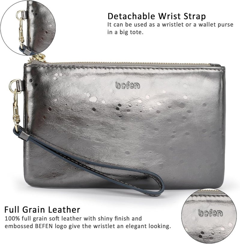 befen Genuine Leather Wristlet Clutch RFID Blocking Bag Cell Phone Wallet Purse Wristlet Wallet Purses and Handbags for Women - Image 4