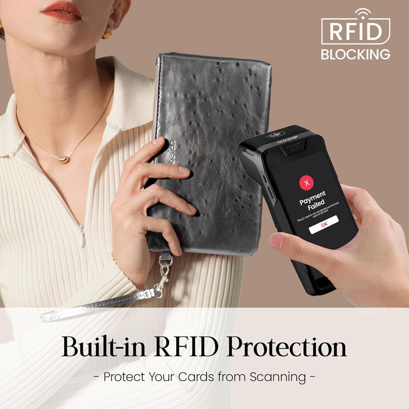 befen Genuine Leather Wristlet Clutch RFID Blocking Bag Cell Phone Wallet Purse Wristlet Wallet Purses and Handbags for Women - Image 2