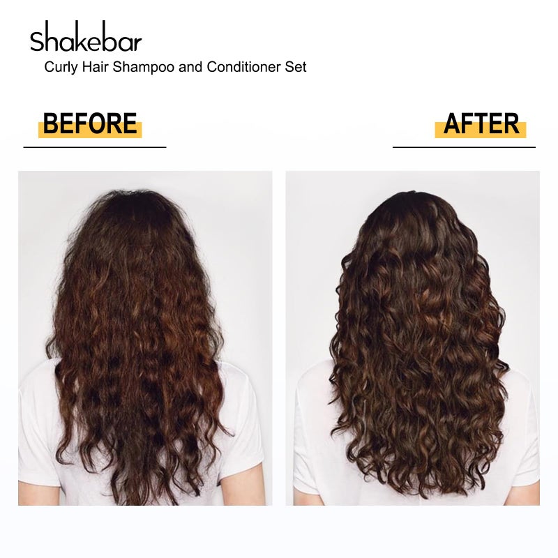 SHAKEBAR Keratin Curly Hair Shampoo and Conditioner Set, Curl & Shine Natural Shampoo Rich Shea Butter, Jojoba Oil, Keratin, Sulfate Free, Paraben Free, Frizz Control, Moisturize Dry Hair - Image 4
