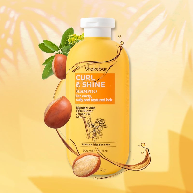 SHAKEBAR Keratin Curly Hair Shampoo and Conditioner Set, Curl & Shine Natural Shampoo Rich Shea Butter, Jojoba Oil, Keratin, Sulfate Free, Paraben Free, Frizz Control, Moisturize Dry Hair - Image 2