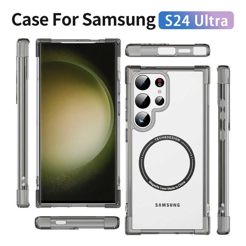 For Samsung 24Ultra Four Corner Anti-fall Space Shell Phone Case S23Ultra Transparent S21 Magnetic Protective Cover - Image 2