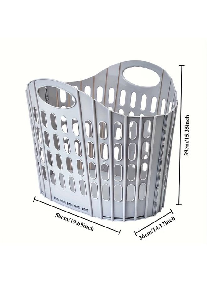 New Portable Foldable Laundry Basket Blue Small Wall Mounted Dirty Clothes Storage Box Durable Polypropylene Hamper For Home Bathroom Organization Space Saving Design - Image 5