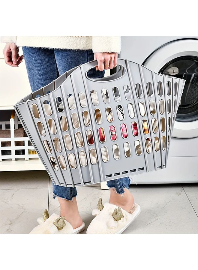 New Portable Foldable Laundry Basket Blue Small Wall Mounted Dirty Clothes Storage Box Durable Polypropylene Hamper For Home Bathroom Organization Space Saving Design - Image 4
