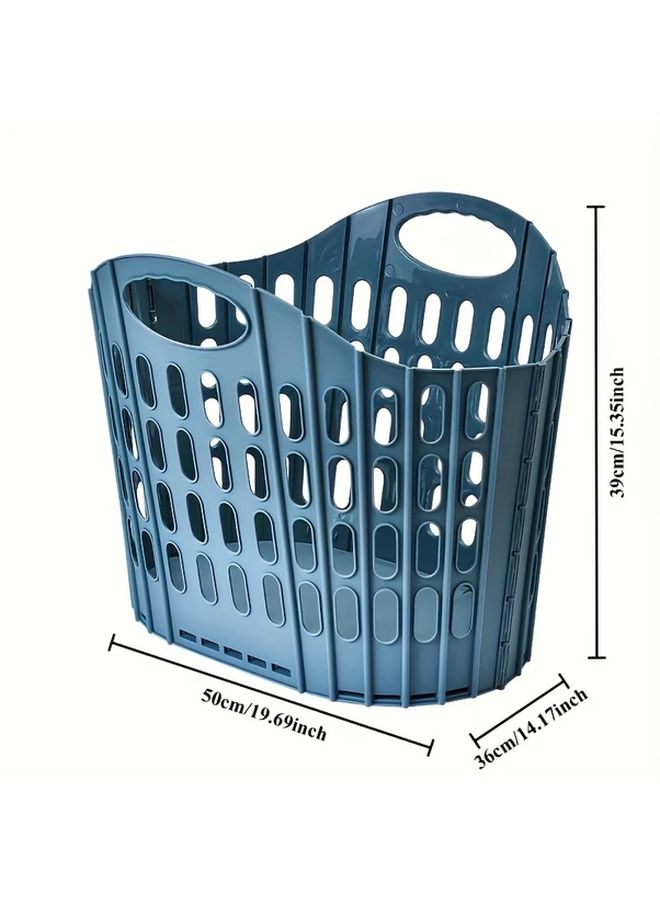 New Portable Foldable Laundry Basket Blue Small Wall Mounted Dirty Clothes Storage Box Durable Polypropylene Hamper For Home Bathroom Organization Space Saving Design - Image 3