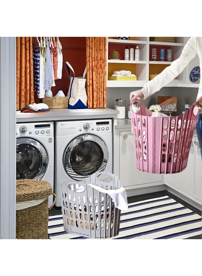 New Portable Foldable Laundry Basket Blue Small Wall Mounted Dirty Clothes Storage Box Durable Polypropylene Hamper For Home Bathroom Organization Space Saving Design - Image 1