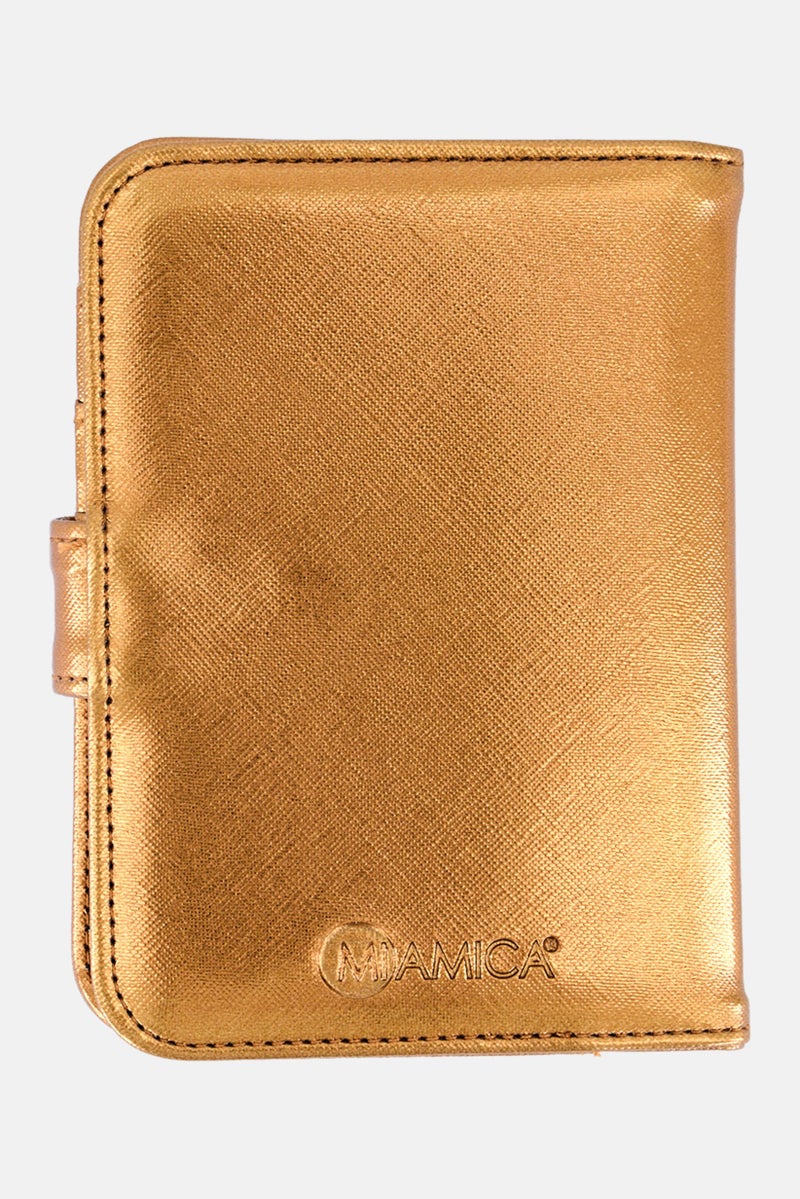 Miamica محفظة جواز سفر نسائية بإغلاق معدني، ذهبية - Image 2