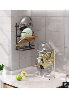 EMZJ 3-Layer Pot Cover Holder Wall Mounted Pot Lid Kitchen Storage Rack  - Image 4