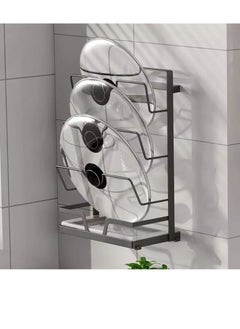 EMZJ 3-Layer Pot Cover Holder Wall Mounted Pot Lid Kitchen Storage Rack  - Image 1