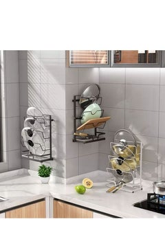 EMZJ 3-Layer Pot Cover Holder Wall Mounted Pot Lid Kitchen Storage Rack  - Image 3