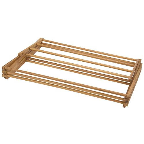 Household Essentials Bamboo Folding Clothes Drying Rack, Upscale Laundry Rack with 11 Dowels, Environmentally Friendly, Stable Frame, Shelf for Drying Flat - Image 5