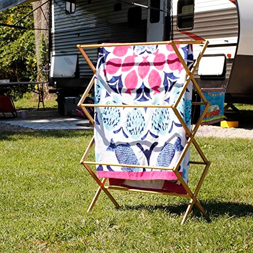 Household Essentials Bamboo Folding Clothes Drying Rack, Upscale Laundry Rack with 11 Dowels, Environmentally Friendly, Stable Frame, Shelf for Drying Flat - Image 2