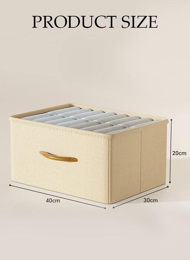 HOMESTAR 3pcs Wardrobe Clothes Organizer Foldable Closet Storage for Jeans Washable Boxes with Carrying Handles Cube Bin Home Bedroom Office - Image 3