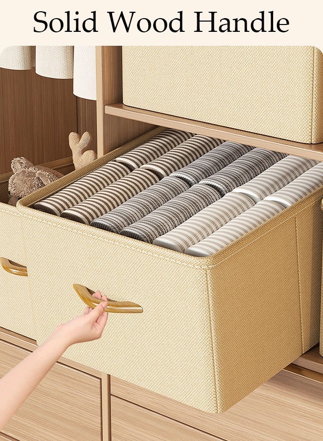 HOMESTAR 3pcs Wardrobe Clothes Organizer Foldable Closet Storage for Jeans Washable Boxes with Carrying Handles Cube Bin Home Bedroom Office - Image 5