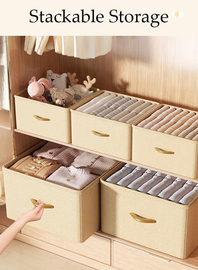 HOMESTAR 3pcs Wardrobe Clothes Organizer Foldable Closet Storage for Jeans Washable Boxes with Carrying Handles Cube Bin Home Bedroom Office - Image 1