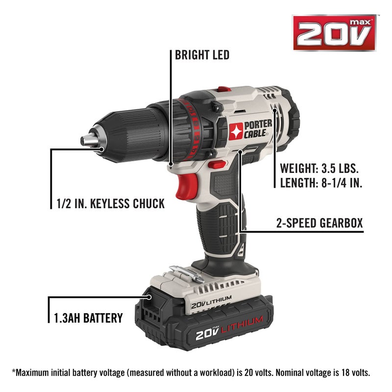 Porter Cable Pcck604L2 20V Max 2-Tool Cordless Drill/Driver And Impact Driver Combo Kit - Image 3