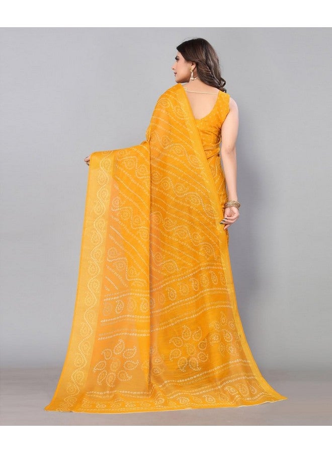 YASHIKA Yashika Women's Linen Jari Printed Yellow Color Saree With Blouse Piece(JETPURI YELLOW) - Image 5
