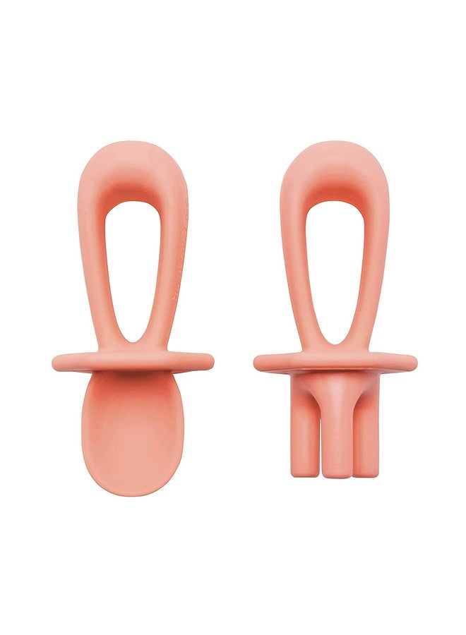 تايني توينكل أدوات تدريب السيليكون ملاعق الأطفال وشوك الأطفال للتدريب على التغذية الذاتية أدوات فطام الأطفال المصنوعة من السيليكون للأطفال الصغار والرضع 624 شهرًا مستلزمات تغذية الأطفال (مرجاني) - Image 1