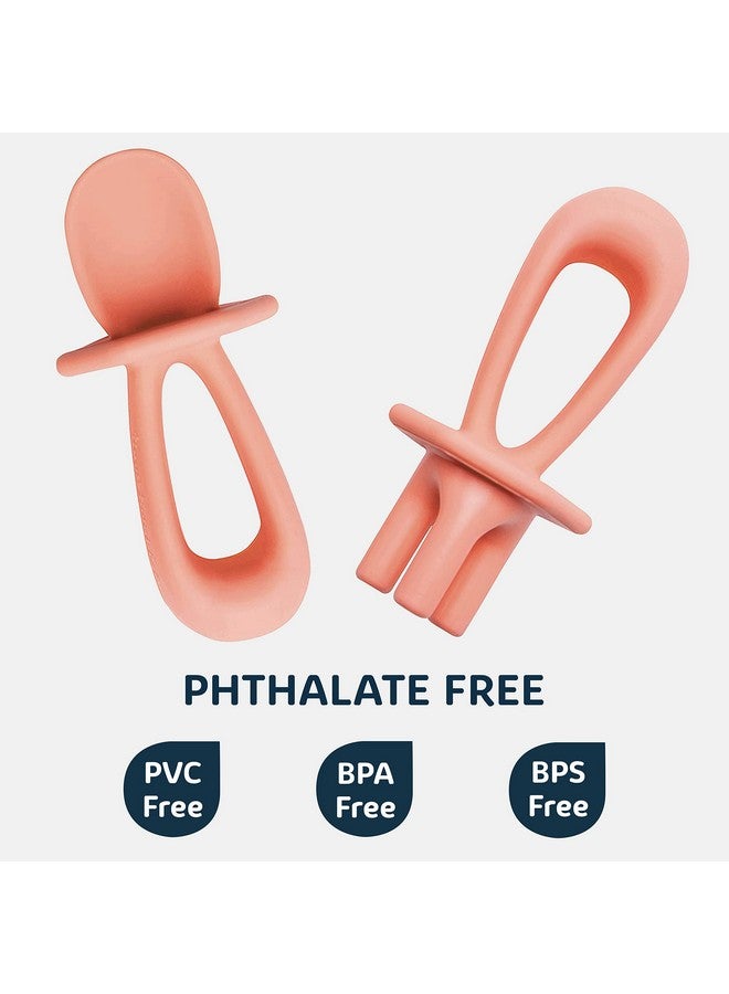 تايني توينكل أدوات تدريب السيليكون ملاعق الأطفال وشوك الأطفال للتدريب على التغذية الذاتية أدوات فطام الأطفال المصنوعة من السيليكون للأطفال الصغار والرضع 624 شهرًا مستلزمات تغذية الأطفال (مرجاني) - Image 5