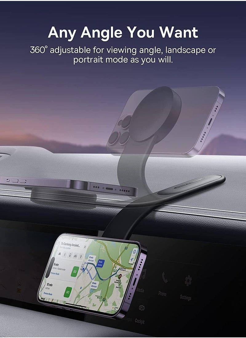 Generic - C02 Magnetic Phone Holder Car Magnetic Phone Holder, MagSafe Dashboard Holder Compatible with iPhone 15 Pro Max, 15 Pro, 15 Plus Tesla Bendable Memory Titanium Alloy Suitable for All Dashboards, Windshields (Supports Wireless Charging) - Image 1