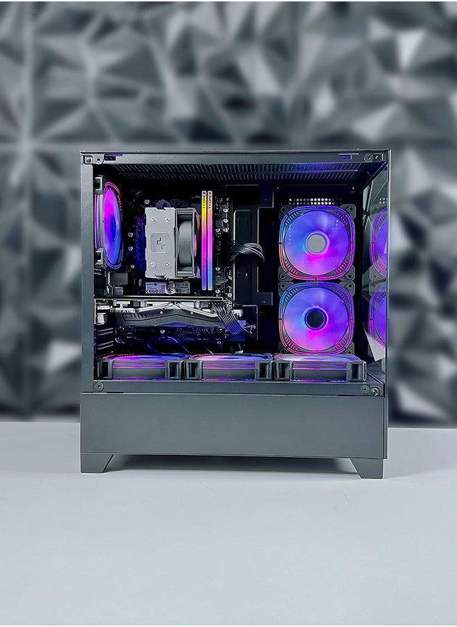 Game Sekret - Dark Nova Air m-ATX Computer Gaming PC Case - 180 degrees Panoramic design without barrier | Tempered Glass walls | 6 RGB Fans with Color Controller | 360mm Radiator Support | Mid Tower Computer Case | USB 3.0 Input/Output Port | 2 Magnet Dust Filter. - Image 1