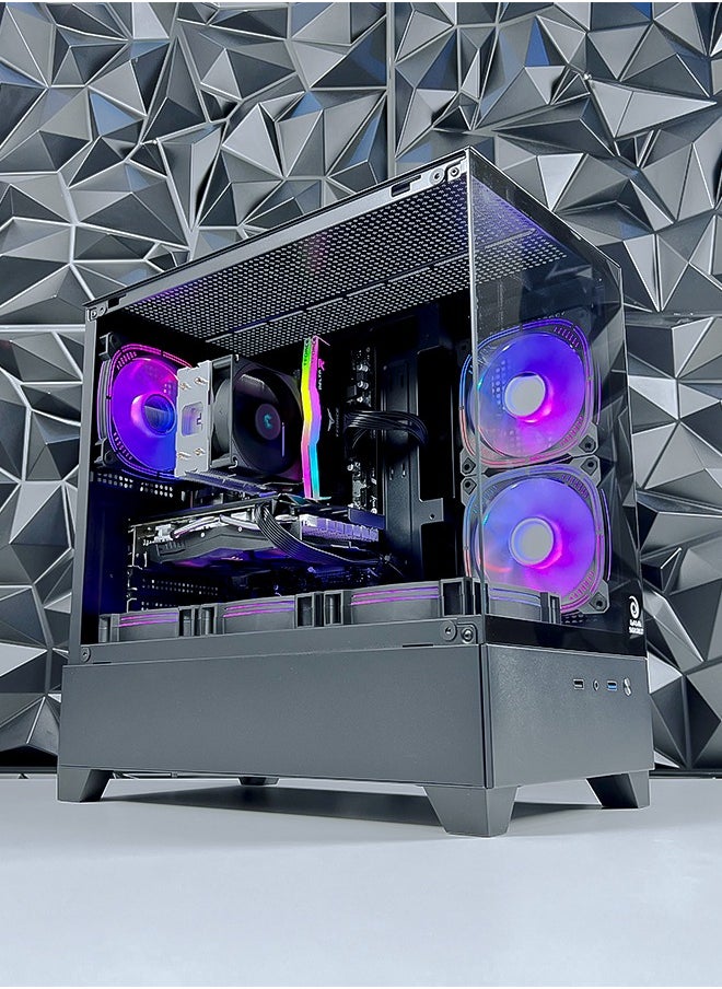 Game Sekret - Dark Nova Air m-ATX Computer Gaming PC Case - 180 degrees Panoramic design without barrier | Tempered Glass walls | 6 RGB Fans with Color Controller | 360mm Radiator Support | Mid Tower Computer Case | USB 3.0 Input/Output Port | 2 Magnet Dust Filter. - Image 1