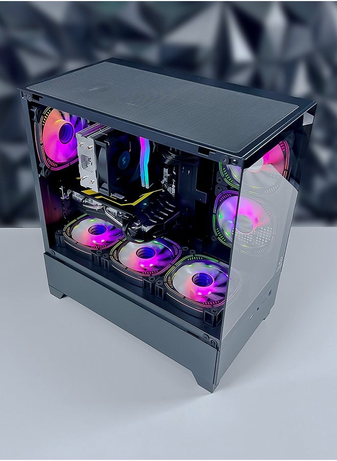Game Sekret - Dark Nova Air m-ATX Computer Gaming PC Case - 180 degrees Panoramic design without barrier | Tempered Glass walls | 6 RGB Fans with Color Controller | 360mm Radiator Support | Mid Tower Computer Case | USB 3.0 Input/Output Port | 2 Magnet Dust Filter. - Image 1