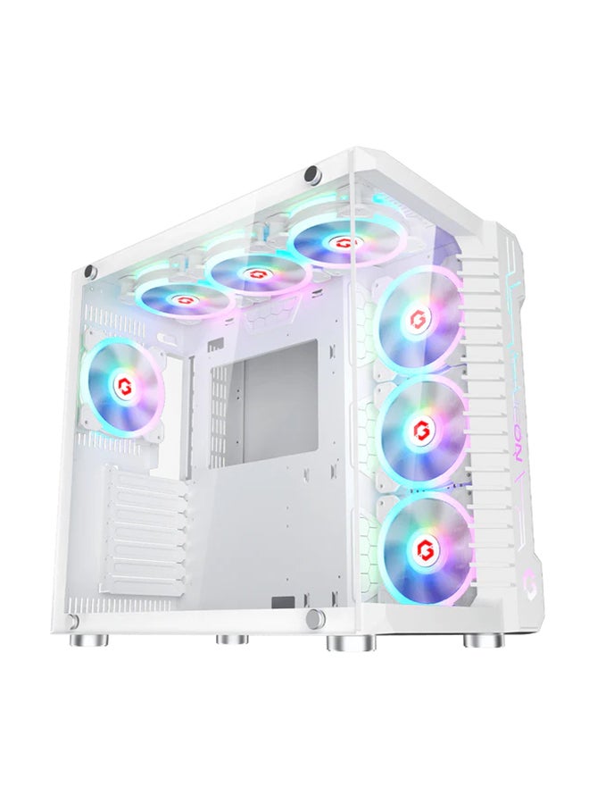 GAMEON Emperor Arctic III Series Mid Tower Gaming Case - ARGB+Remote, 7 Fans Case White - Image 2
