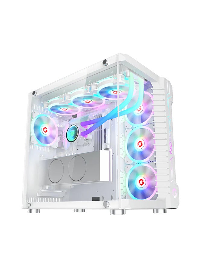 GAMEON Emperor Arctic III Series Mid Tower Gaming Case - ARGB+Remote, 7 Fans Case White - Image 1
