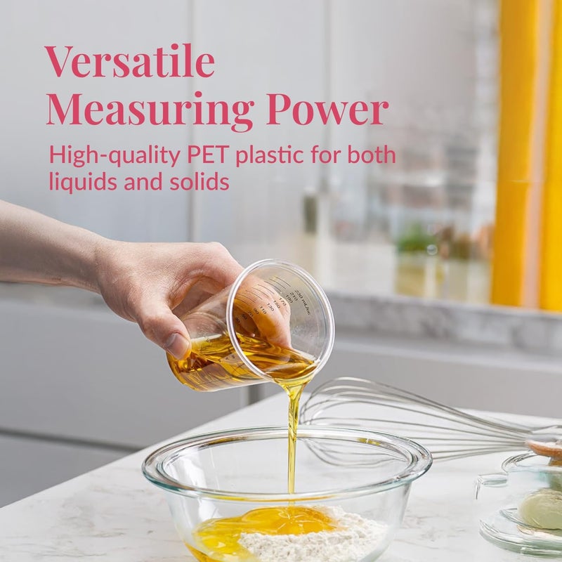 Prestee 50 Disposable Measuring Cups 8 oz - Plastic Paint Measuring Cups and Disposable Mixing Cups for Epoxy Resin - Versatile, Clear Measurement for Wet and Dry Ingredients for Baking and Crafting - Image 2