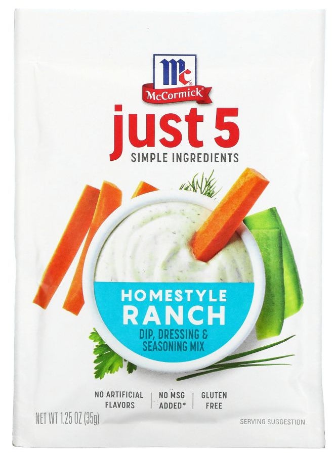 McCORMICK - Just 5 Simple Ingredients Dip Dressing & Seasoning Mix Homestyle Ranch 1.25 oz (35 g) - Image 1