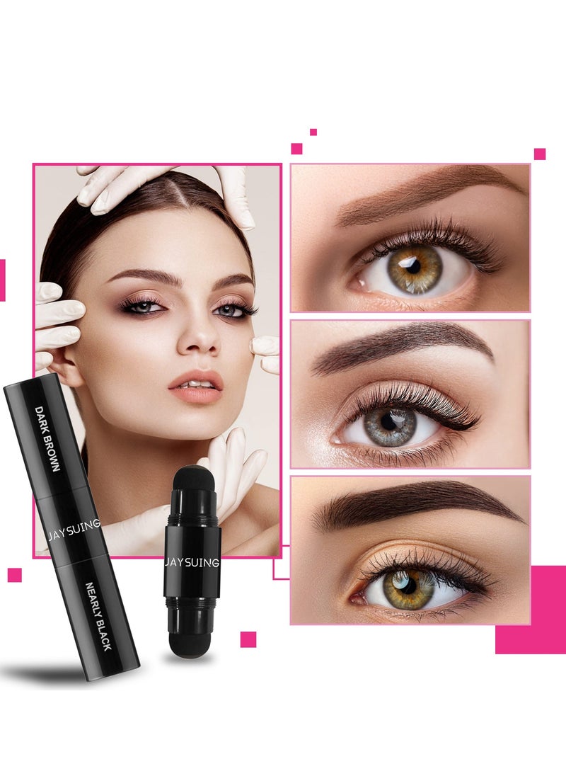 Jaysuing Eyebrow Stamp Stencil Kit Dual-Color, Perfect Instant Brows Every Time, Adjustable for all Eyebrow Shapes, Waterproof and Sweatproof, Reusable & Super Easy To Use (DARK BROWN + NEARLY BLACK)  - Image 3