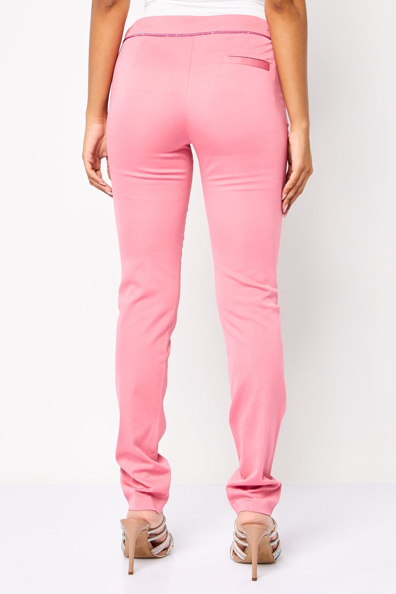 Harmont & Blaine Women Regular Fit Straight Leg Solid Pants, Pink - Image 2