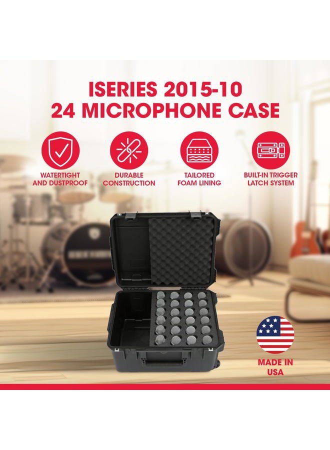 SKB 3I-2015-MC24 Injection Molded Case with Foam, Storage Compartment and Wheels for 24 Microphones - Black - Image 2