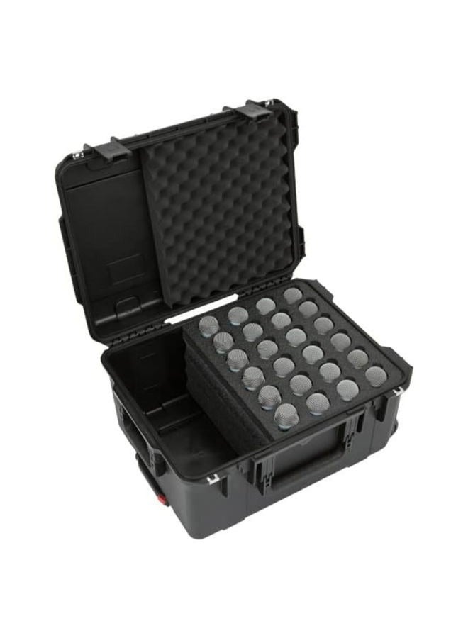 SKB 3I-2015-MC24 Injection Molded Case with Foam, Storage Compartment and Wheels for 24 Microphones - Black - Image 4