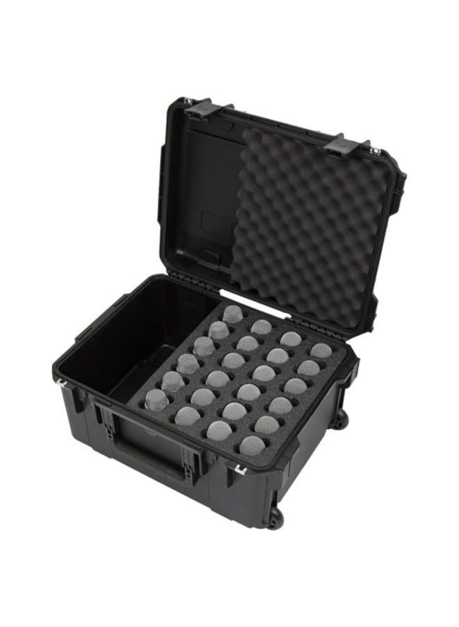 SKB 3I-2015-MC24 Injection Molded Case with Foam, Storage Compartment and Wheels for 24 Microphones - Black - Image 5
