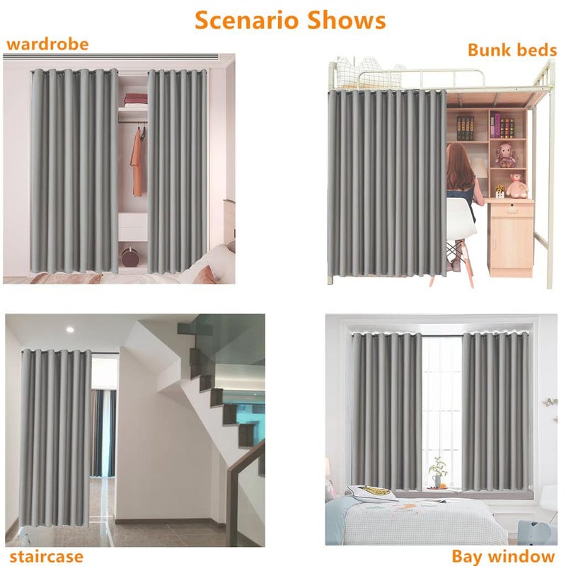 AiFish Grey Doorway Curtain Solid Blackout Patio Door Curtain Panel 78 Inch Grommet Drapes Room Darkening Thermal Insulated Energy Efficient Window Treatment for Bay Window 1 Panel W106 x L78 Inch - Image 3